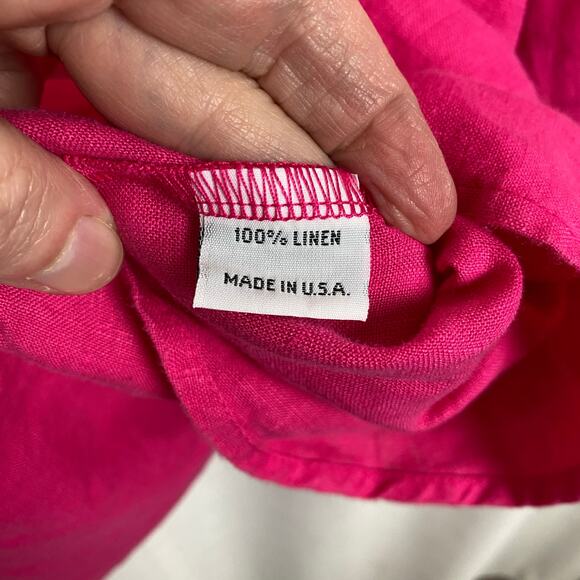Bryn Walker Hot Pink Linen Button Up Shirt Sz.XL - Picture 12 of 12